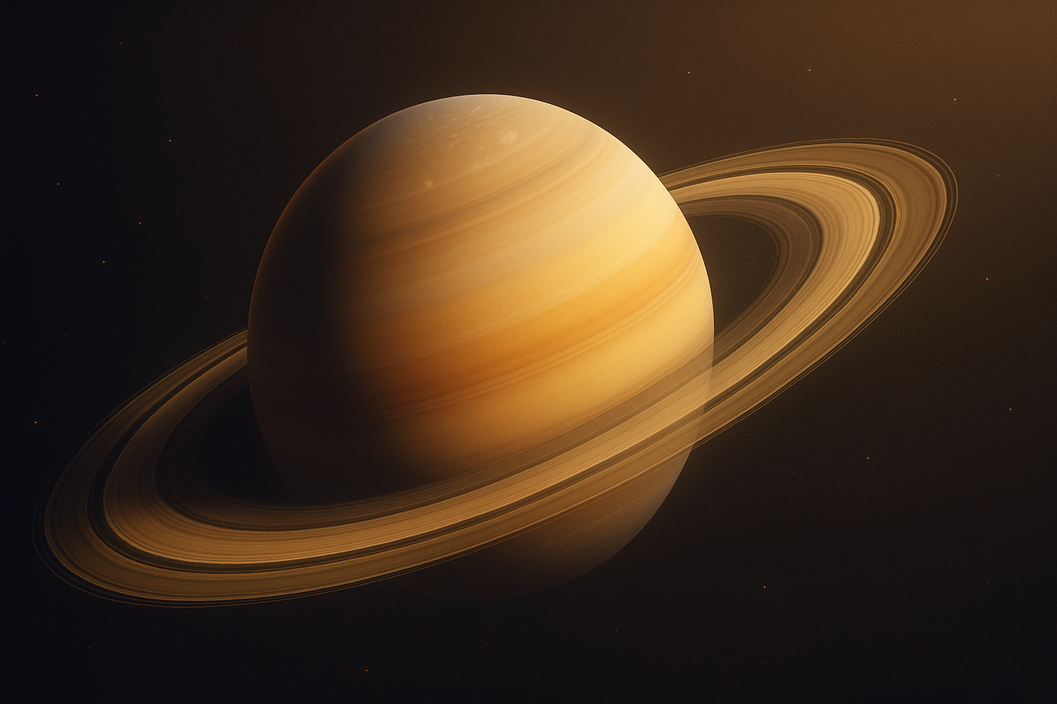 Saturn and its rings in space
